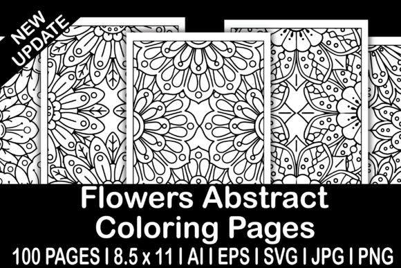 100 Flowers Abstract Coloring Pages Graphics Review