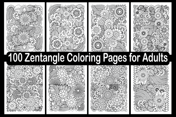 100 Zentangle Coloring Pages for Adults Graphics Review