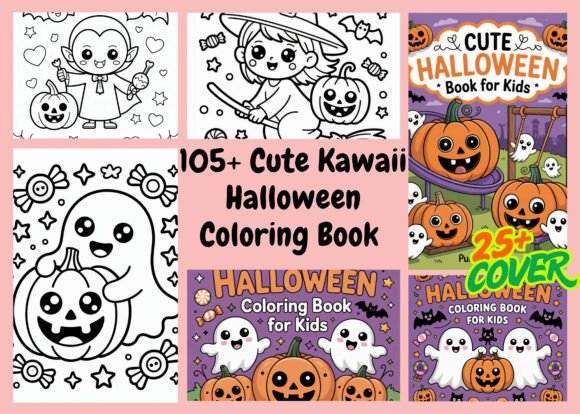 105 Cute Kawaii Halloween Coloring Book Review for Embroidery Projects