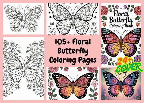 105 Floral Butterfly Coloring Pages – A Graphic Design Asset for Crafters