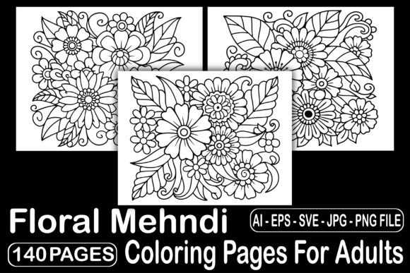 140 Floral Mehndi Coloring Pages for Embroidery Projects