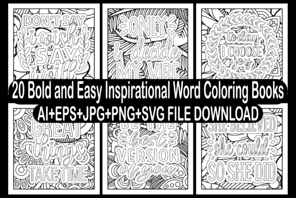 20 Inspirational Word Coloring Books