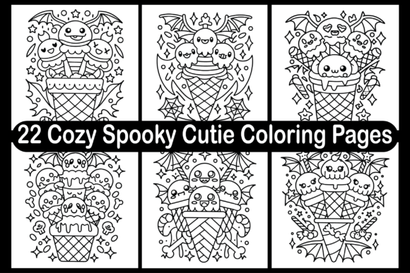 22 Cozy Spooky Cutie Coloring Pages Graphics Review