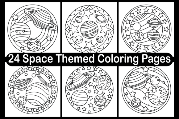 24 Space Themed Coloring Pages: Graphics and Branding Review