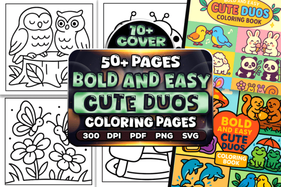 50 Bold Easy Cute Duos Coloring Pages