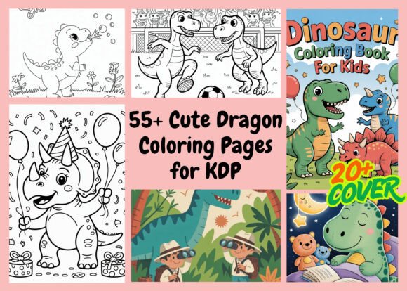 50 Cute Dragon Coloring Pages for KDP: A Graphic Design Asset with Branding Potential