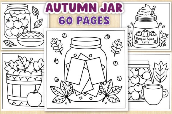 Autumn Jar Bold and Easy Coloring Pages: A Graphic Asset for Seasonal Branding