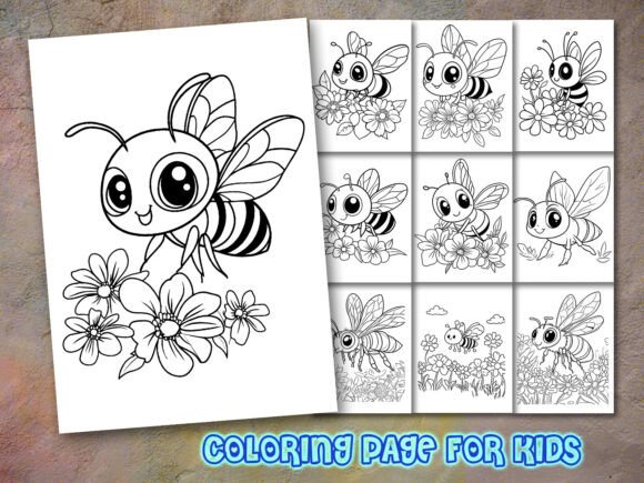 Bee Coloring Pages Graphics for Local Business Branding