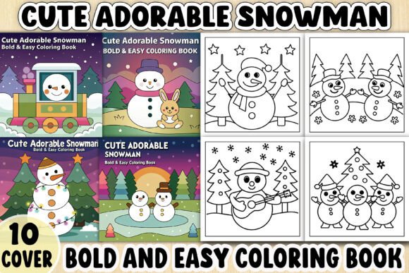 Bold Cute Adorable Snowman Coloring Page: A Playful Graphic Asset for Seasonal Design Projects