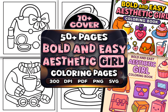 Bold Easy Aesthetic Girl Coloring Pages for Commercial Graphics