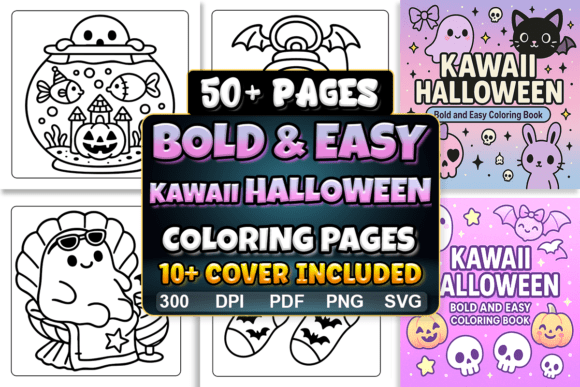 Bold Easy Kawaii Halloween Graphics for Memorable Coloring Pages