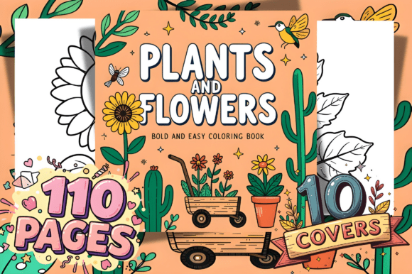 Bold Easy Plants and Flowers Coloring: A Versatile Graphic Design Asset