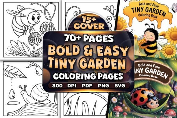 Bold Easy Tiny Garden Coloring Pages: A Graphic Design Asset for Handmade Creations