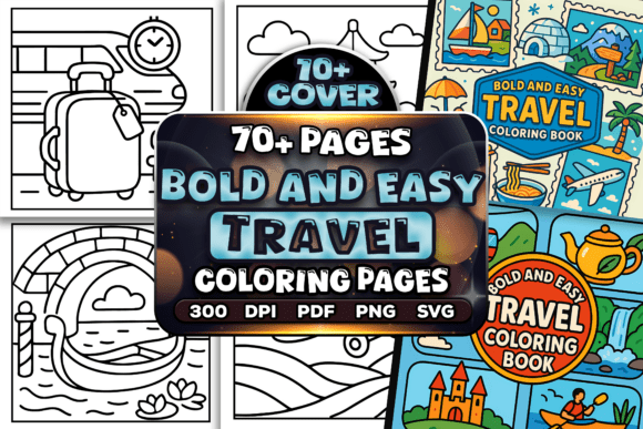 Bold Easy Travel Coloring Pages Bundle: A Versatile Graphic Design Asset