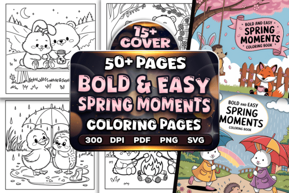 Bold Spring Moments Coloring Pages: A Graphic Design Asset for Local Business Branding