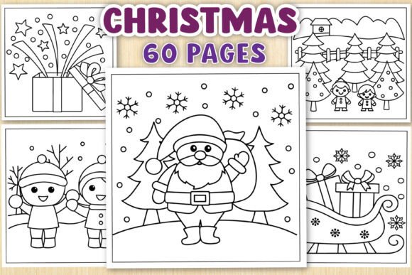 Christmas Bold and Easy Coloring Pages: A Festive Graphic Design Asset