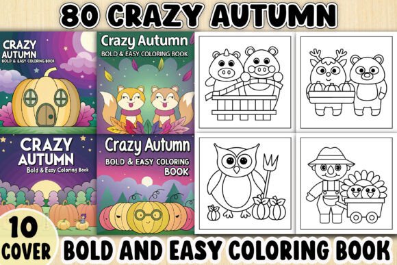 Crazy Autumn Bold Coloring Pages: A Graphic Design Asset for Creative Publishing