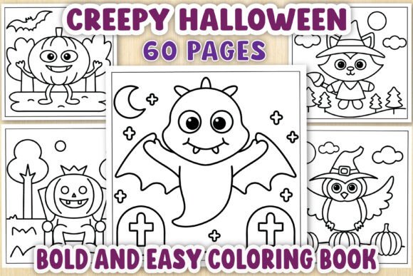 Creepy Halloween Coloring Pages: A Spooky Graphic Design Asset for Marketers