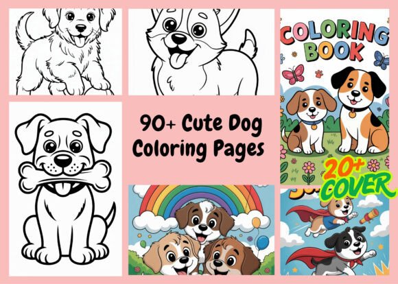 Cute Dog Coloring Pages for Adult Kids: A Premium Graphic Design Asset