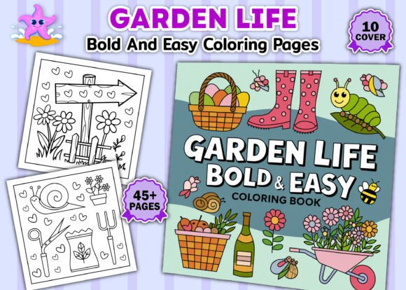 Garden Life Bold and Easy Coloring Book – A Design Asset for Creative Publishers