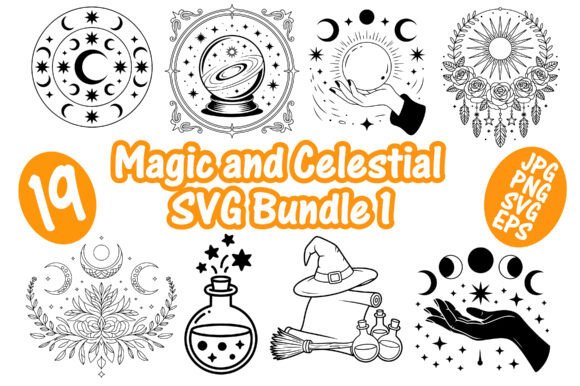 HandDrawn Magic Celestial SVG Bundle 3: A Stellar Asset for Creative Crafts and Graphics