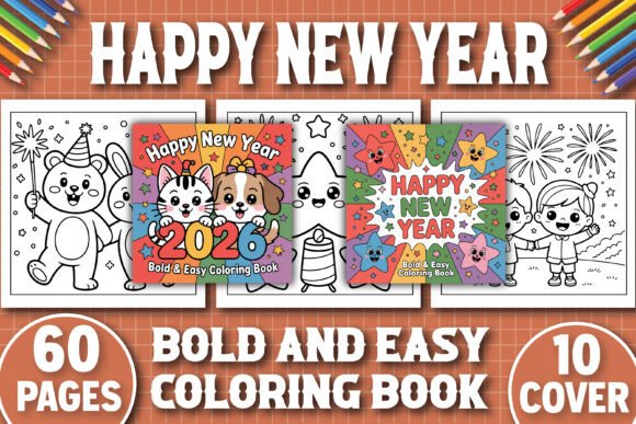 Happy New Year Coloring Pages for Kdp: A Graphic Design Asset Review