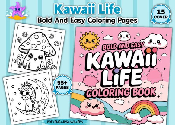 Kawaii Life Bold Easy Coloring Pages: A Graphics Review for Digital Sellers