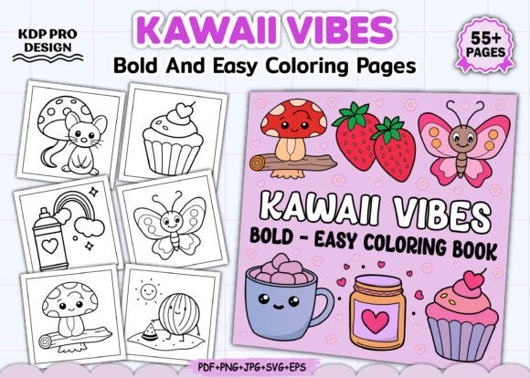 Kawaii Vibes Bold and Easy Coloring Book – A Graphics Review for Digital Sellers