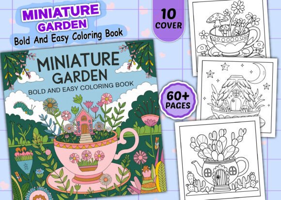 Miniature Garden Bold Easy Coloring Page: A Graphic Design Asset for Branding & Packaging
