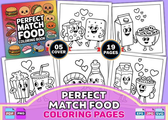 Perfect Match Food 2 Coloring Pages Graphics for Creative Sellers