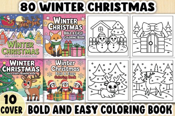 Winter Christmas Coloring Pages Adults – Festive Graphic Design Asset for Crafters